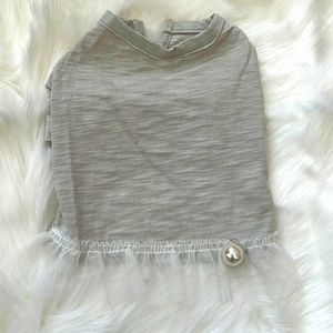 Gray Tee with Tule and Pearl